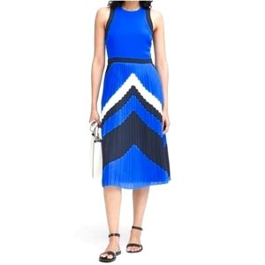 Blue chevron stripe midi dress